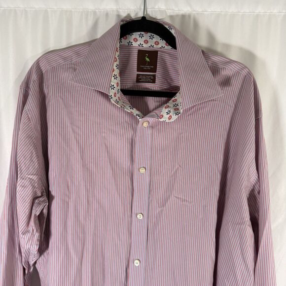Tailorbyrd Dress Shirt Men's XXL Blue Red Striped Button Up Long Sleeve Cotton - Picture 2 of 12